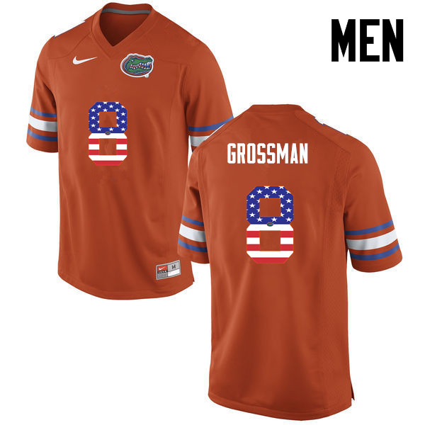 Men Florida Gators #8 Rex Grossman College Football USA Flag Fashion Jerseys-Orange